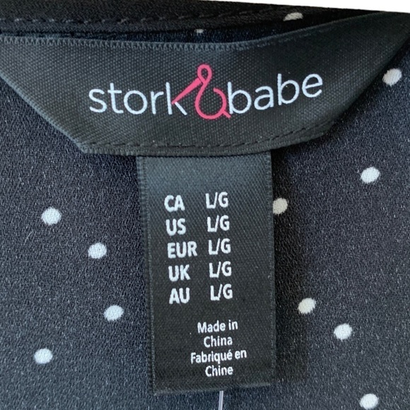 Stork & Babe Maternity Black Polka Dot Sleeveless Dress V-Neck Size Large NWT - Picture 7 of 10